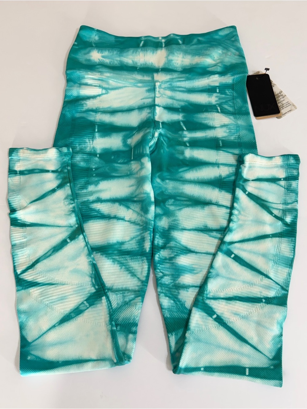 NUX Women's Tie-Dye Activewear Leggings Blue Plunge Size Small